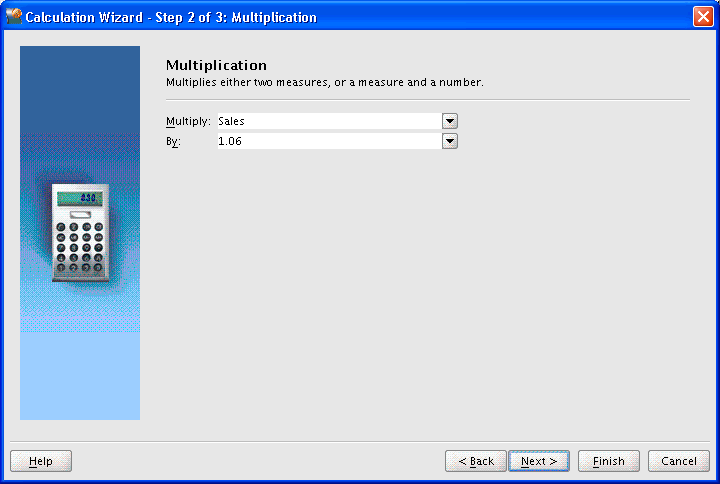 Calculation Wizard - Multiplication page