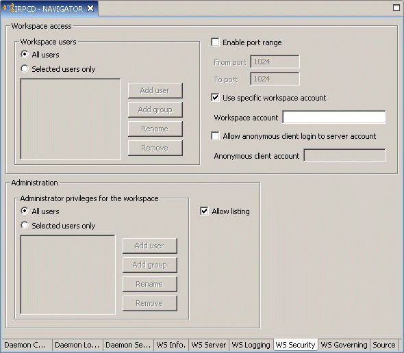 This image shows the Workspace account setting.