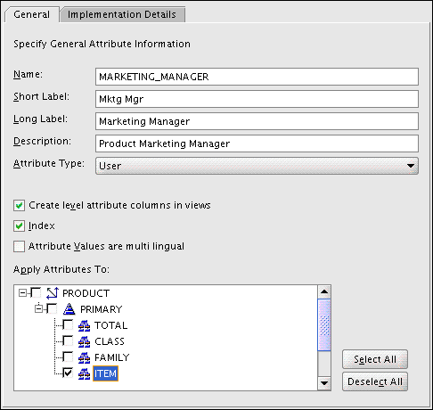 Create Attribute dialog box