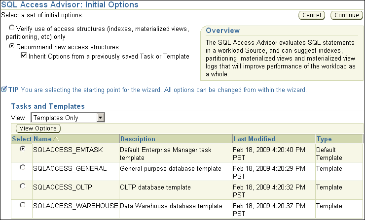 Description of sql_access_initial_options.gif follows